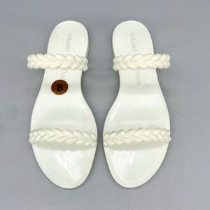 Stuart Weitzman Womens 8B Braida Sawyer Jelly‎ Sandals Shoes Ivory Slip On Flats